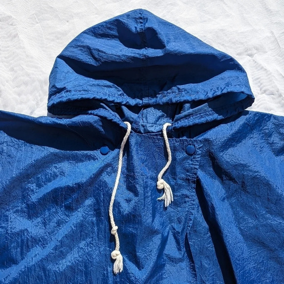 Vintage Totes Blue Rain Jacket - Double Button Top/Draw String - OSFM - Picture 4 of 5